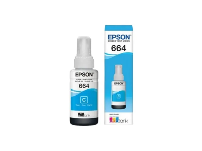 Epson T664 - Cián - original - recarga de tinta para Epson L380, L386, L395, L495; EcoTank ET - 2600, 2650, L1455, L396, L606, L656