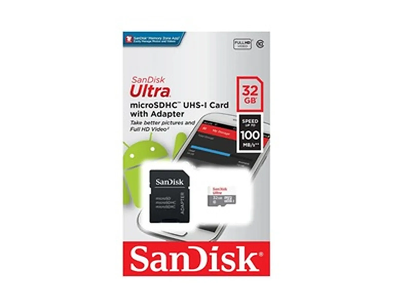 SanDisk Ultra - Tarjeta de memoria flash (adaptador microSDHC a SD Incluido) - 32 GB - Class 10-microSDHC UHS-I