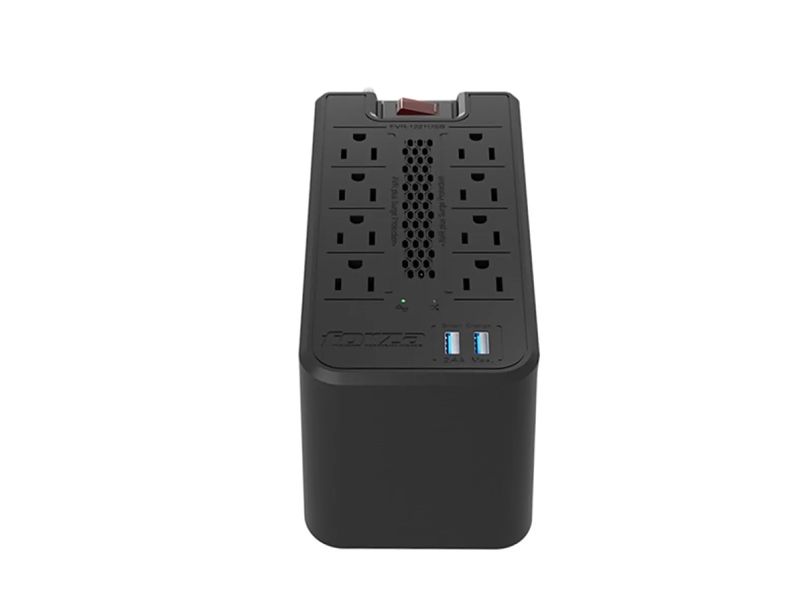 Forza - Automatic voltage regulator - AC 110 V - 8 Tomas de Corriente - 1200 VA - 600W NEMA 5 - 15 2-USB