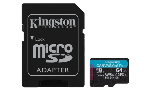 Kingston - Tarjeta de memoria flash - Tarjeta de memoria SDHC - 64GB microSDXC Canvas Go Plus