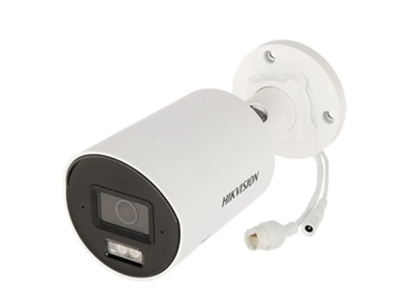 Hikvision 8MP Cámara de red tipo bala fija inteligente híbrida Acusense con luz - Micrófono incorporado - 8MP - Exterior-H265+-Focal fija 2.8mm - 3840 × 2160-WDR 120DB-IP67-Micro SD