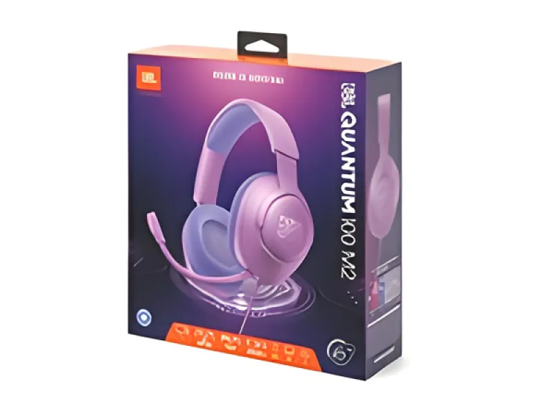 JBL Quantum 100M2 - Audífonos con diadema - Cableado - Púrpura- Respuesta de frecuencia 20 Hz - 20 kHz-Conector de 5.5mm -Tipo de micrófono Asta desmontable
