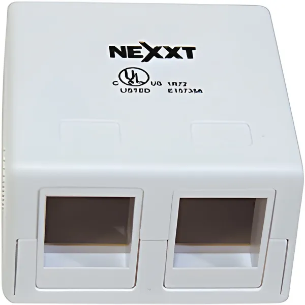 Caja de montaje en superficie descargada Nexxt de 2 puertos, color blanco