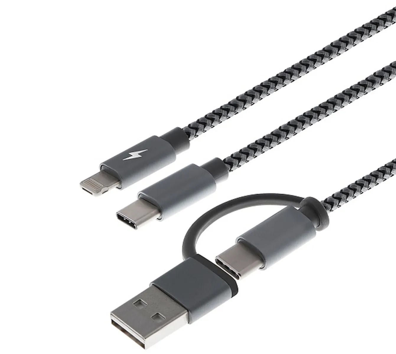 Xtech - Cable USB - USB Tipo A o C - Micro USB o Lightning y USB tipo C - Carga solo 1,2 mXTC - 560
