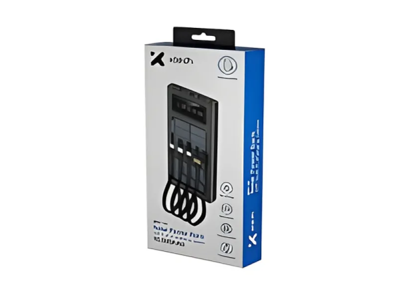 Xtech XPB-100 - Banco de energía solar - 24 pines USB-C / 4 pines USB Tipo A / 5 pines Micro-USB Tipo A - 24 pines USB-C / 4 pines USB Tipo A / 5 pines Micro-USB Tipo A - Polímero de iones de litio - Para Universal - Cables de carga incorporados 10,000mAh
