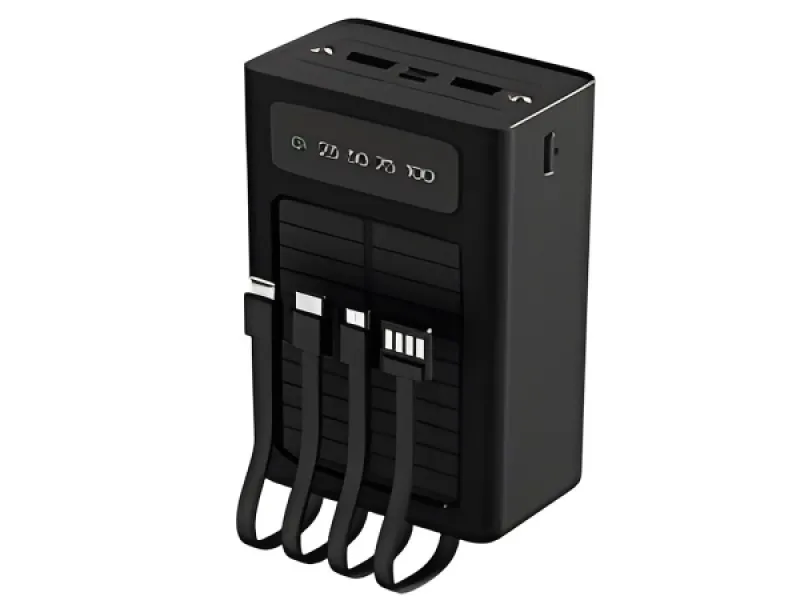 Xtech XPB-300 - Banco de energía solar - 24 pines USB-C / 4 pines USB Tipo A / 5 pines Micro-USB Tipo A - 24 pines USB-C / 4 pines USB Tipo A / 5 pines Micro-USB Tipo A - Polímero de iones de litio - Para universal - Cables de carga incorporados 30,000mAh