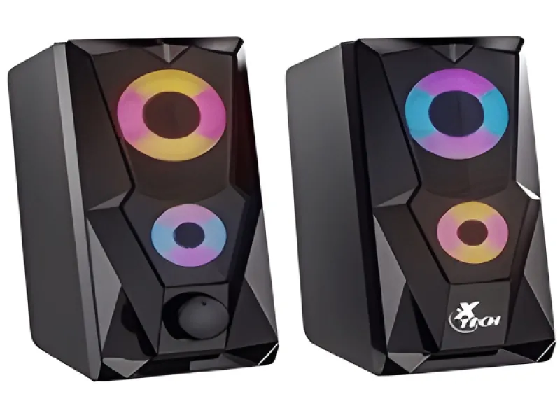 Xtech - Bocinas - 2.0 canales - Negro-Gaming con luz LED XTS - 131