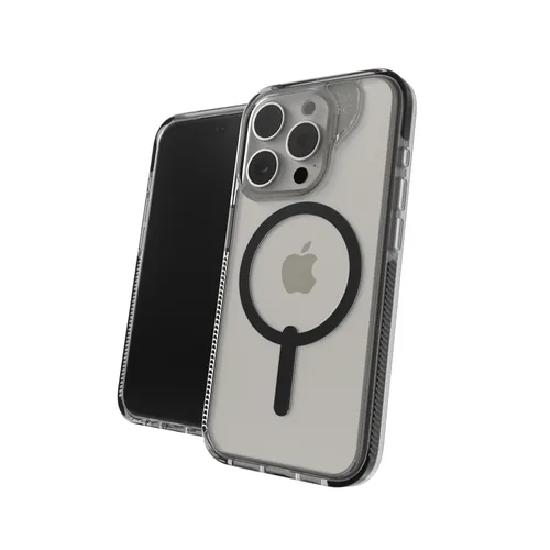 Zagg Santa Cruz Snap - Carcasa trasera para teléfono móvil - compatibilidad con MagSafe - negro, transparente-para Apple iPhone 15 Pro