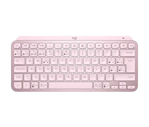Logitech MX Keys Mini - eclado - Inalámbrico - Español - Bluetooth 5.0 / Bluetooth / 2.4 GHz / USB-C - Diseño Ergonómico - Rosa