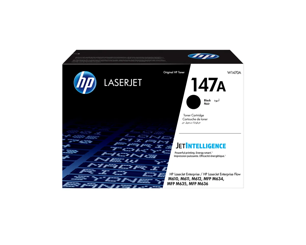 HP 147A - Negro - original - Cartucho de tóner LaserJet (W1470A) - para LaserJet Enterprise MFP M634; Impresoras multifunción LaserJet Enterprise Flow M634, MFP M635, MFP M636