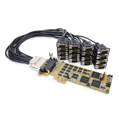 StarTech.com Tarjeta Adaptador Serie PCI Express de 16 Puertos RS232 DB9 - Tarjeta PCIE Serie de Perfil Bajo - Módulo de expansión - PCIe 1.1 perfil bajo-RS - 232 x 2-amarillo