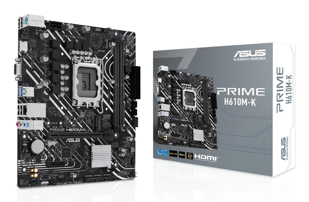 ASUS - PRIME H610M-K - Placa base - Micro ATX-LGA1700 Socket-Intel H610-para Core i7 / para Core i5 / para Core i3 / para Celeron / para Pentium-Intel HD Graphics-DDR5