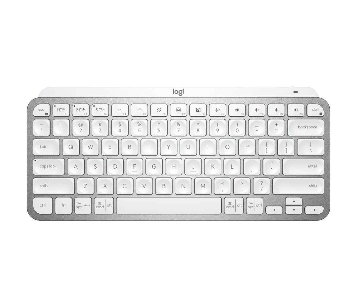 Logitech MX Keys Mini - Teclado - Inalámbrico - Español-USB / Bluetooth 5.0 / Bluetooth-Ergonomic Design-Gris pálido