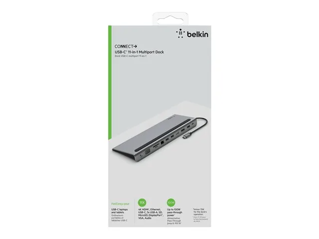 Belkin CONNECT 11-en-1 - Soporte multipuerto - USB-C - VGA, HDMI, DP - 1GbE