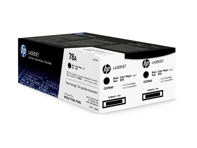 HP 78A - Paquete de 2 - negro - original-LaserJet-cartucho de tóner (CE278AD)-para LaserJet Pro M1536dnf, P1566, P1606DN