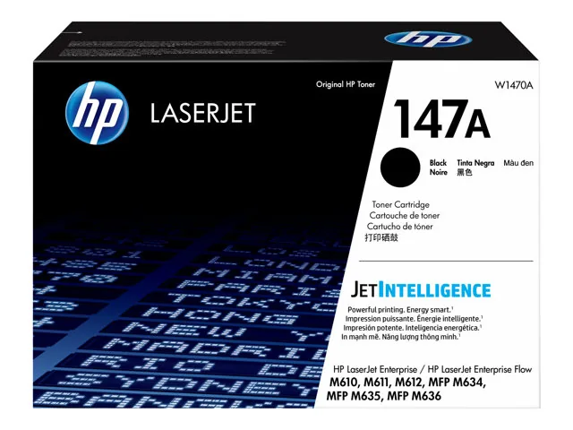 HP 147A - Negro - original - Cartucho de tóner LaserJet (W1470A) - para LaserJet Enterprise MFP M634; Impresoras multifunción LaserJet Enterprise Flow M634, MFP M635, MFP M636