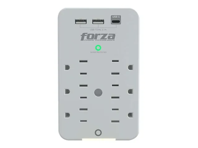 Forza FWT-631USBC - Protector contra sobretensiones (montaje en pared) - CA 125 V - 1875 vatios-conectores de salida: 6-blanco