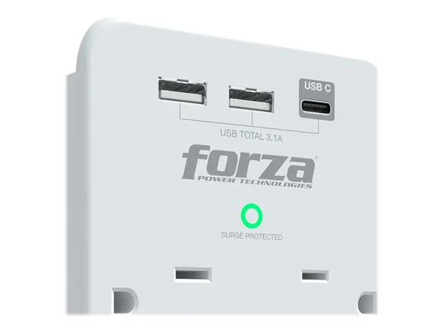 Forza FWT-631USBC - Protector contra sobretensiones (montaje en pared) - CA 125 V - 1875 vatios-conectores de salida: 6-blanco