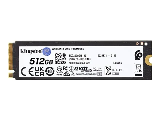 Kingston KC3000 - SSD - 512 GB - interno-M.2 2280-PCIe 4.0 (NVMe)-para Intel Next Unit of Computing 12 Pro Kit-NUC12WSKi5