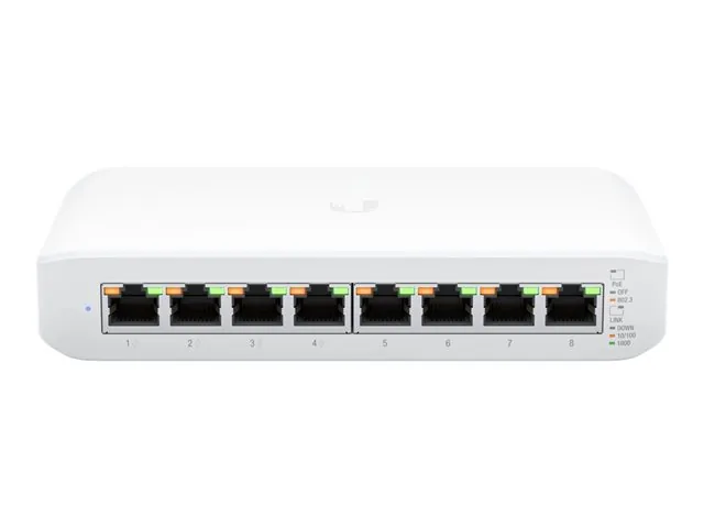 Ubiquiti UniFi Switch Lite USW-Lite-8-POE - Switch - Gestionado - 8 x 10/100/1000 (4 PoE+)-sobremesa, montaje en pared-PoE+ (52 W)
