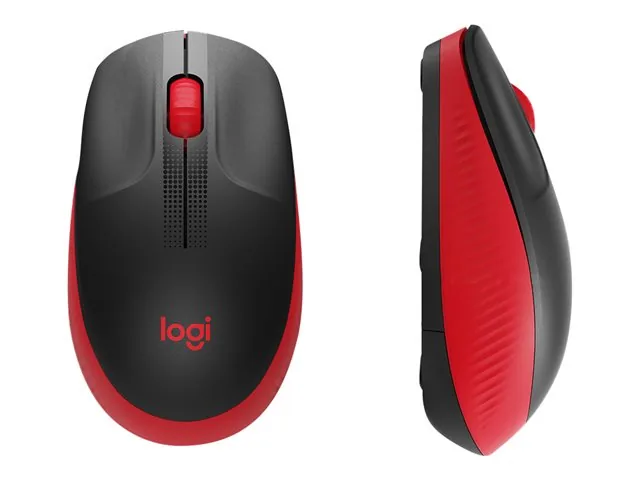 Logitech M190 - Mouse - óptico - 3 botones-inalámbrico-receptor inalámbrico USB-rojo