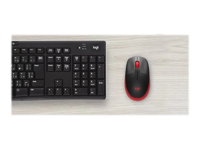 Logitech M190 - Mouse - óptico - 3 botones-inalámbrico-receptor inalámbrico USB-rojo