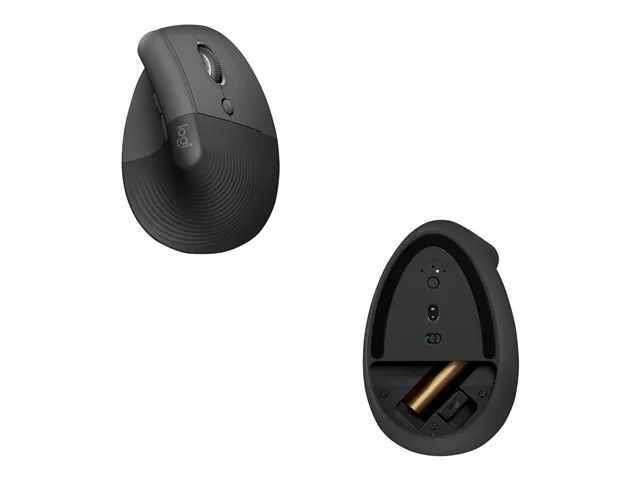 Logitech Lift Vertical Ergonomic Mouse - Mouse vertical - ergonómico - 6 botones-inalámbrico - 2.4 GHz, Bluetooth-receptor de USB Logitech Logi Bolt-grafito