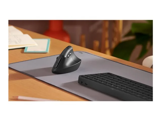 Logitech Lift Vertical Ergonomic Mouse - Mouse vertical - ergonómico - 6 botones-inalámbrico - 2.4 GHz, Bluetooth-receptor de USB Logitech Logi Bolt-grafito