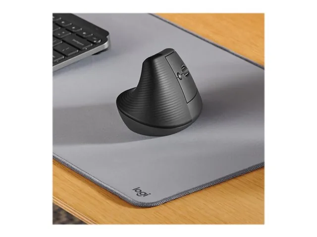 Logitech Lift Vertical Ergonomic Mouse - Mouse vertical - ergonómico - 6 botones-inalámbrico - 2.4 GHz, Bluetooth-receptor de USB Logitech Logi Bolt-grafito