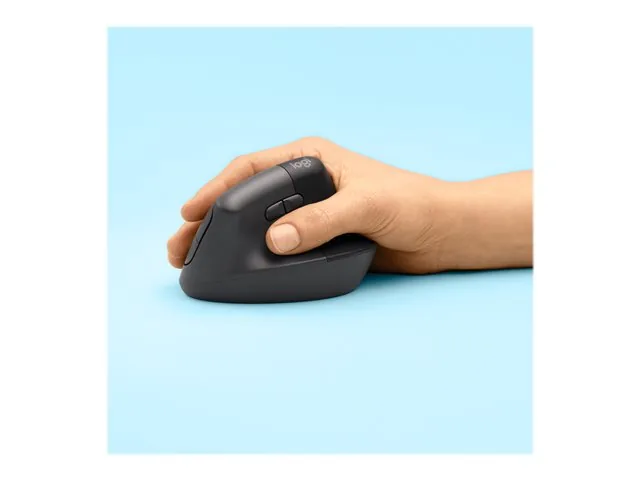 Logitech Lift Vertical Ergonomic Mouse - Mouse vertical - ergonómico - 6 botones-inalámbrico - 2.4 GHz, Bluetooth-receptor de USB Logitech Logi Bolt-grafito
