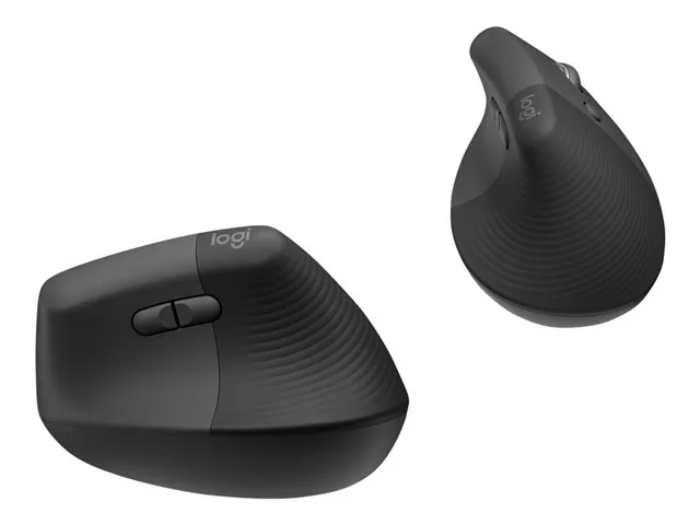 Logitech Lift Vertical Ergonomic Mouse - Mouse vertical - ergonómico - 6 botones-inalámbrico - 2.4 GHz, Bluetooth-receptor de USB Logitech Logi Bolt-grafito