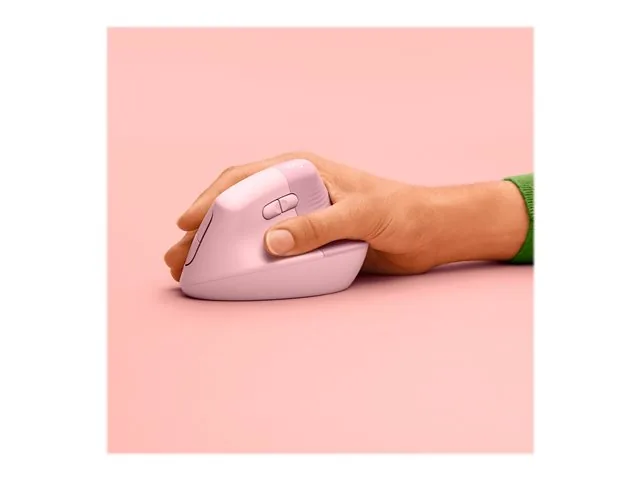 Logitech Lift Vertical Ergonomic Mouse - Mouse vertical - ergonómico - 6 botones-inalámbrico - 2.4 GHz, Bluetooth-receptor de USB Logitech Logi Bolt-rosa