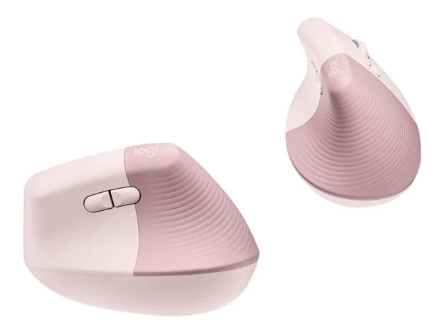 Logitech Lift Vertical Ergonomic Mouse - Mouse vertical - ergonómico - 6 botones-inalámbrico - 2.4 GHz, Bluetooth-receptor de USB Logitech Logi Bolt-rosa