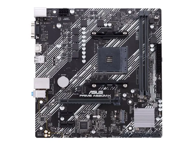 ASUS PRIME A520M-K - Placa base - micro ATX - Socket AM4-AMD A520 Chipset-USB 3.2 Gen 1-Gigabit LAN-Tarjeta gráfica (CPU necesaria)-HD Audio (8-canales)