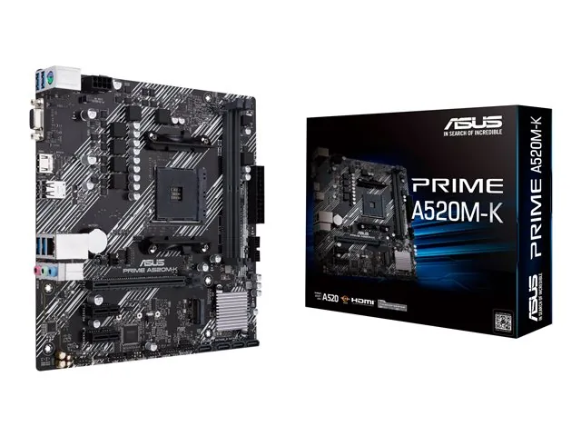 ASUS PRIME A520M-K - Placa base - micro ATX - Socket AM4-AMD A520 Chipset-USB 3.2 Gen 1-Gigabit LAN-Tarjeta gráfica (CPU necesaria)-HD Audio (8-canales)