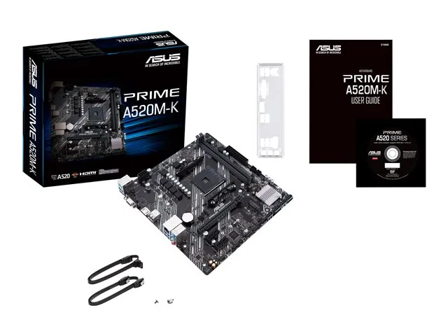 ASUS PRIME A520M-K - Placa base - micro ATX - Socket AM4-AMD A520 Chipset-USB 3.2 Gen 1-Gigabit LAN-Tarjeta gráfica (CPU necesaria)-HD Audio (8-canales)