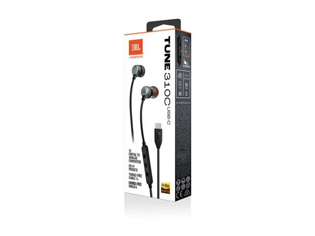 JBL TUNE 310C - Audífonos internos con micro - en oreja - cableado-USB-C-negro