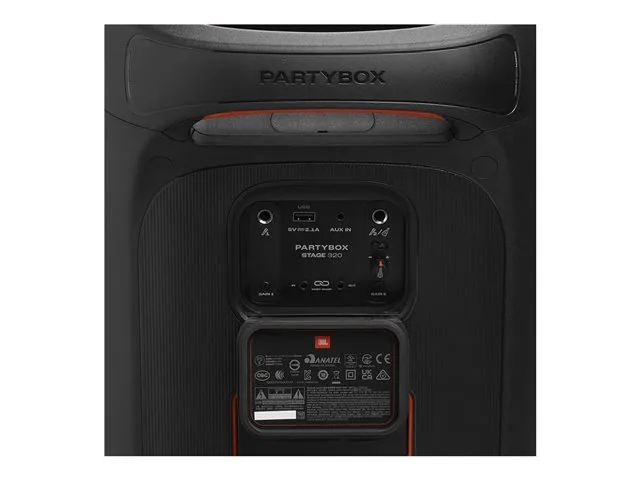 JBL PartyBox Stage 320 - Bocina de fiesta - para uso portátil - inalámbrico-Bluetooth-controlado por aplicación - 240 vatios - 2 vías-negro