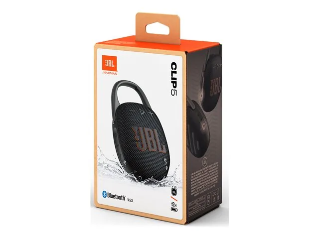 JBL Clip 5 - Bocina - para uso portátil - inalámbrico-Bluetooth-controlado por aplicación - 7 vatios-negro