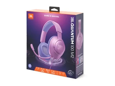 JBL Quantum 100M2 - Audífonos con diadema - Cableado - Púrpura- Respuesta de frecuencia 20 Hz - 20 kHz-Conector de 5.5mm -Tipo de micrófono Asta desmontable