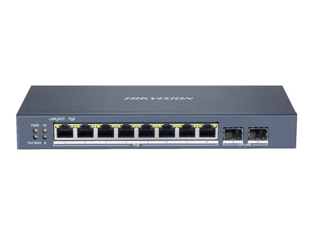 Hikvision Smart Managed Series DS-3E1510P-SI - Switch - inteligente - 8 x 10/100/1000 (PoE+) + 2 x Gigabit SFP (enlace ascendente)-sobremesa-PoE+ (110 W)