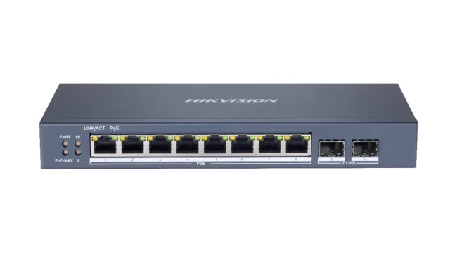 Hikvision Smart Managed Series DS-3E1510P-SI - Switch - inteligente - 8 x 10/100/1000 (PoE+) + 2 x Gigabit SFP (enlace ascendente)-sobremesa-PoE+ (110 W)