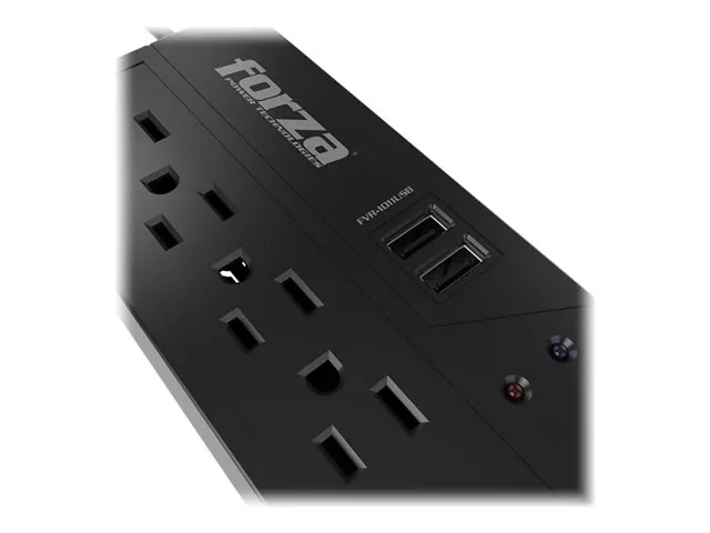 Forza FVR Series FVR-1011USB - Regulador automático de voltaje - CA 115 V - 500 vatios - 1000 VA-conectores de salida: 4-negro