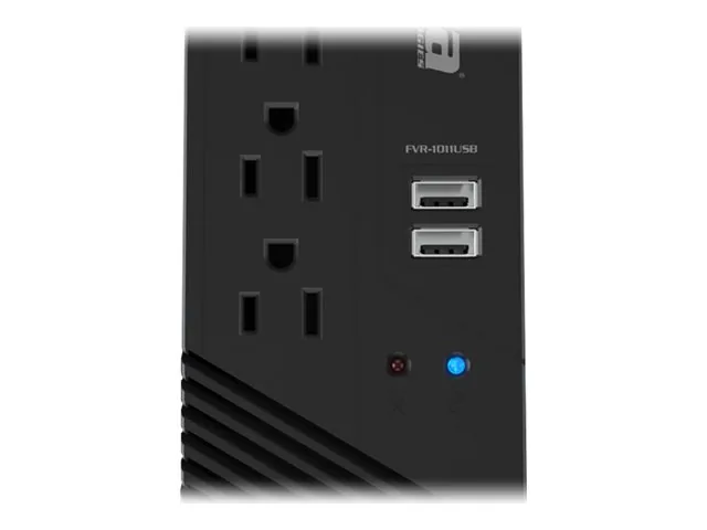 Forza FVR Series FVR-1011USB - Regulador automático de voltaje - CA 115 V - 500 vatios - 1000 VA-conectores de salida: 4-negro