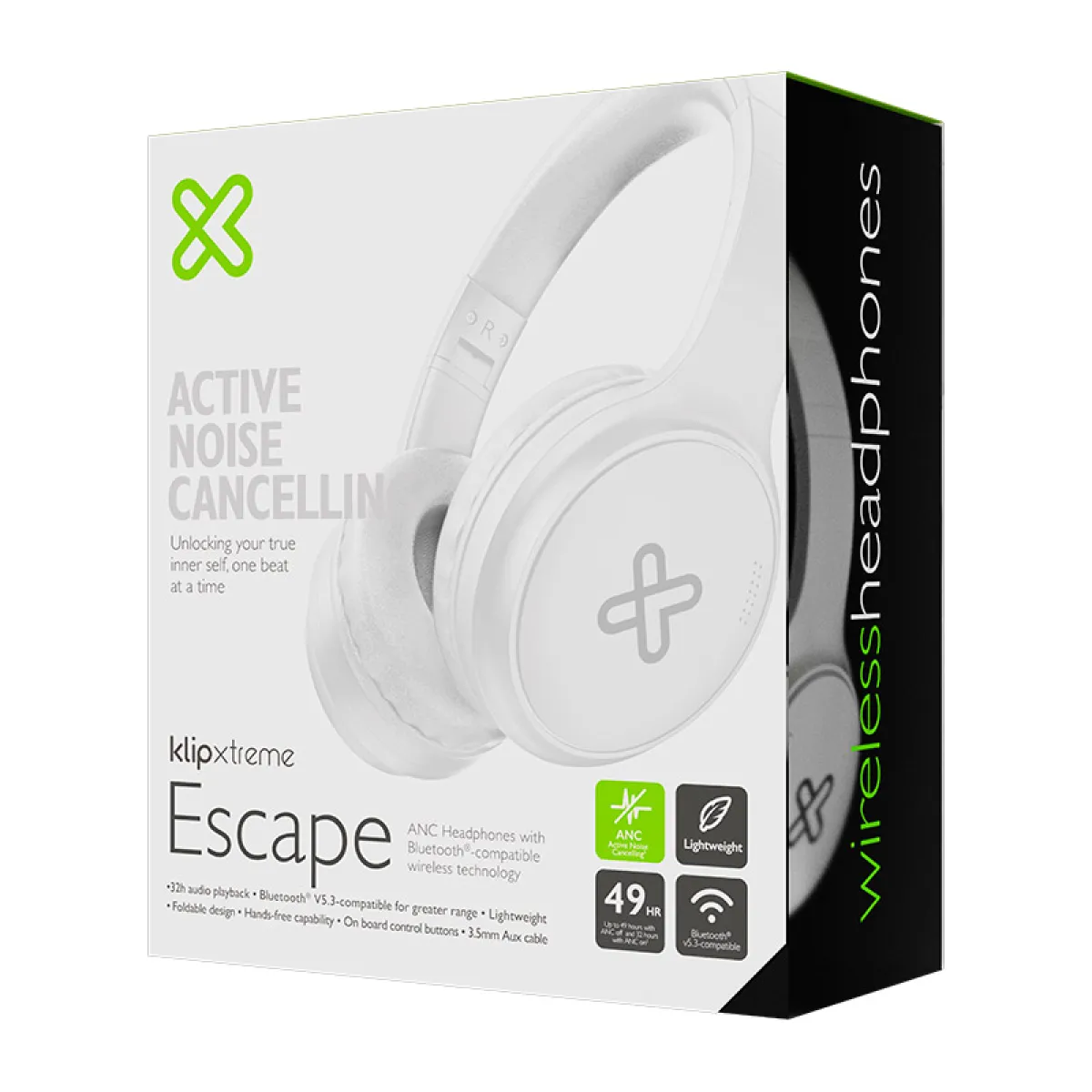 Klip Xtreme - KNH-300WH - Audífonos - Para Home audio-Inalámbricos-ANC - 32Hr-Blanco