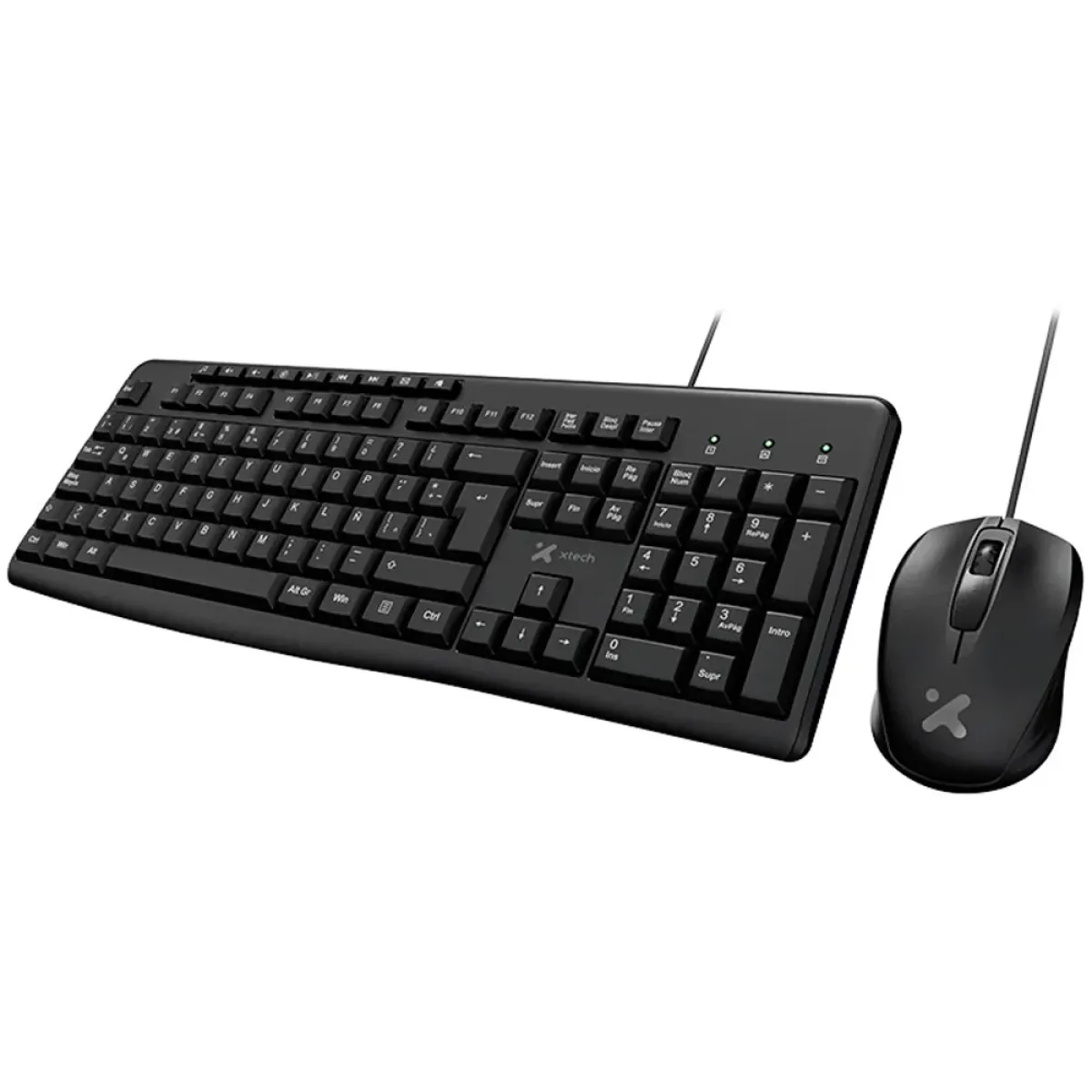 Xtech - Set teclado y Mouse - Con cable - Español-USB-Negro-Multimedia XTK - 302S