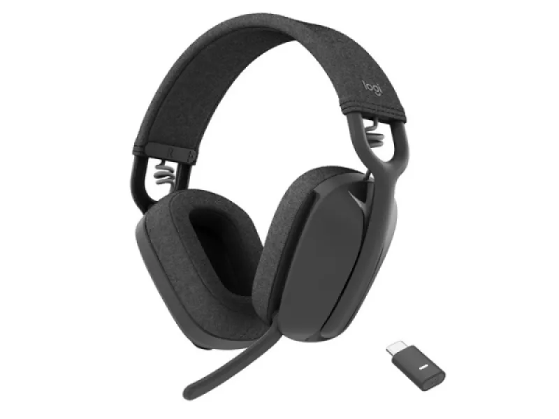 Logitech Zone Vibe Auriculares inalámbricos Bluetooth con micrófono con cancelación de ruido, USB-A, USB-C, certificados para Microsoft Teams, Mac/PC - Grafito - Auricular